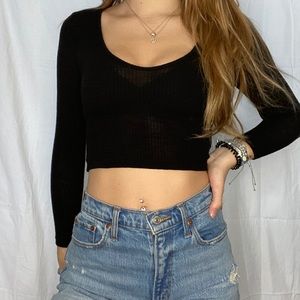 Charlotte Russe Black Cropped Hoodie